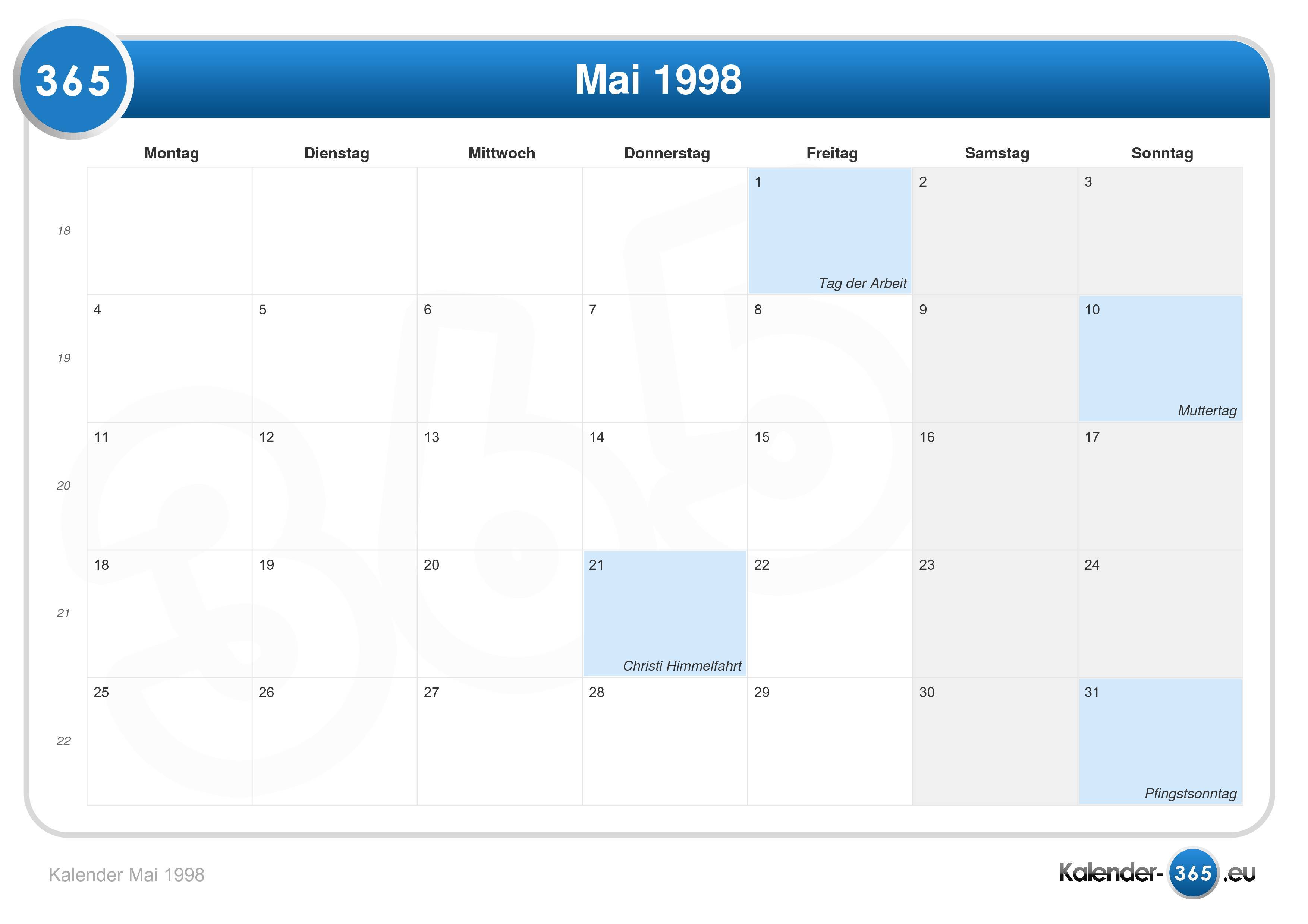 Kalender mai 1998