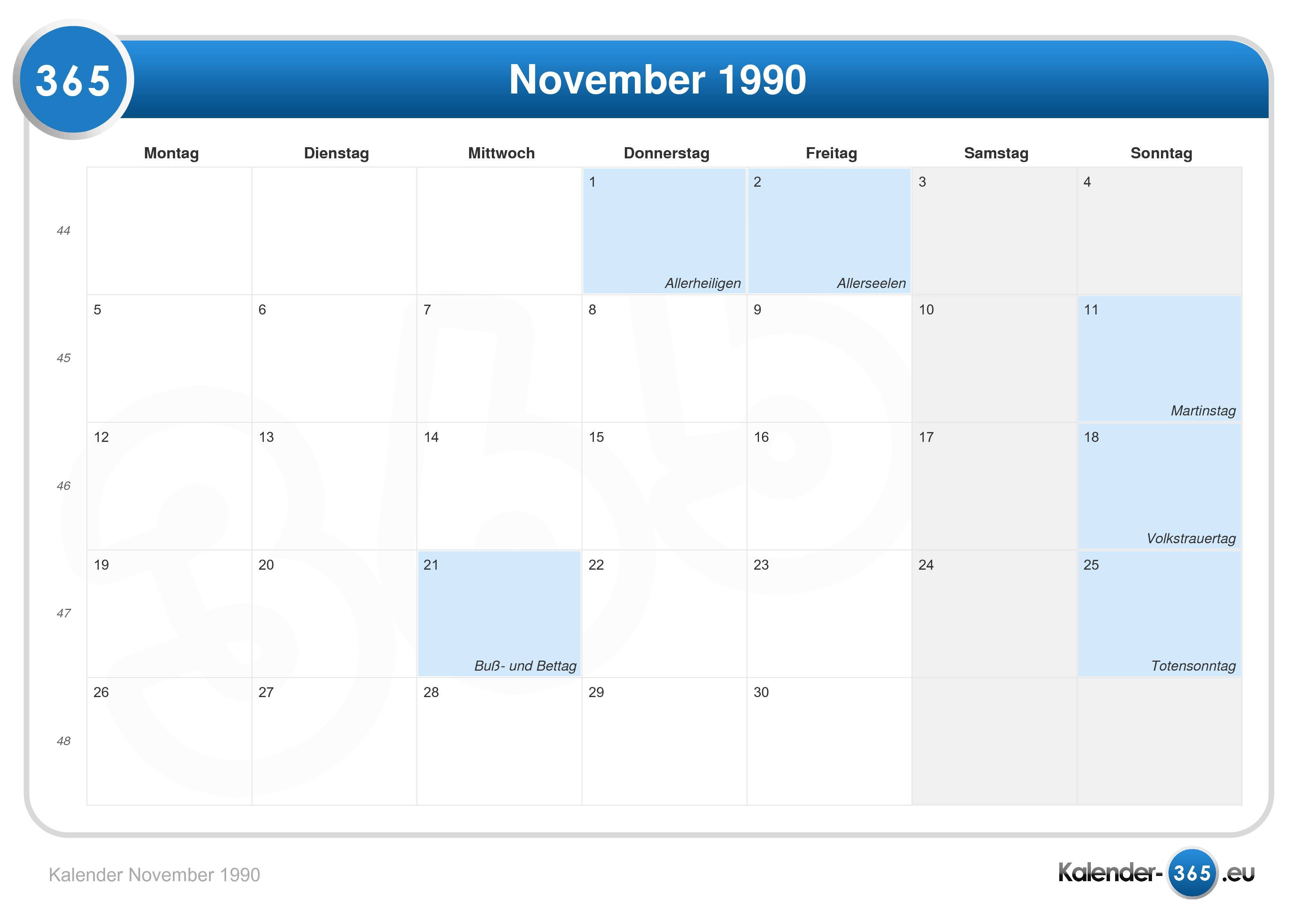 Kalender november 1990