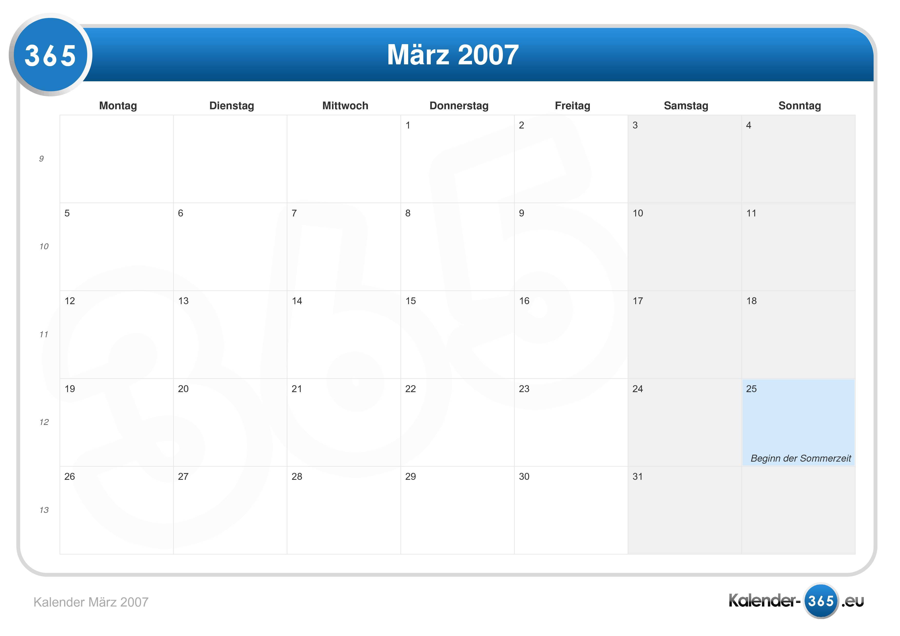 Kalender März 2007